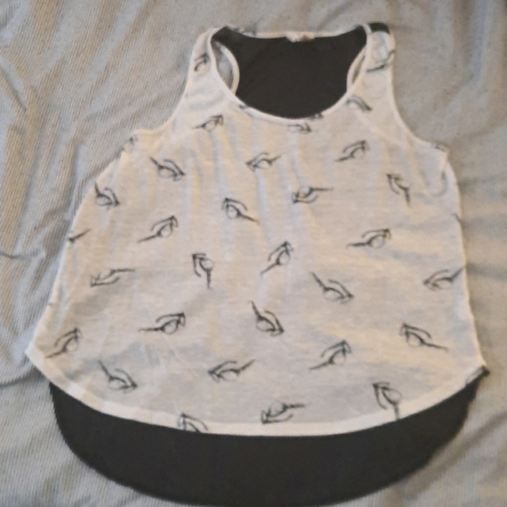 Super cute sheer tank with eyeglass pattern